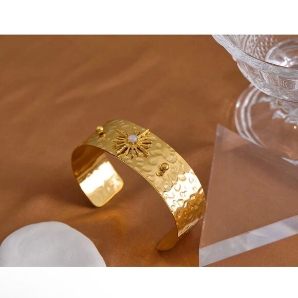 18K Gold Plated Celestial Cuff Bangle Bracelet - Picture 5 of 7